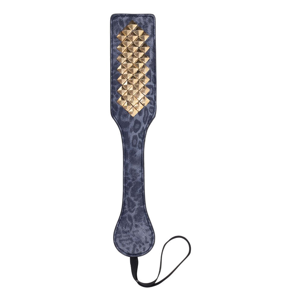 Sex & Mischief Cougar Studded Paddle - Navy Blue Paddle with Gold Studs - BONDAGE - TOYS - Mr and Mrs D's