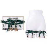 Sex & Mischief Indica Laced Up Garters - Green/Gold Garters - Set of 2 - BONDAGE - TOYS - Mr and Mrs D's