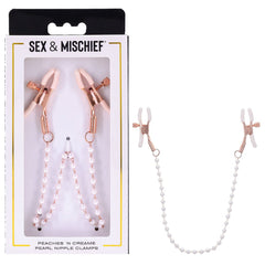 Sex & Mischief Peaches n CreaMe Pearl Nipple Clamps - Mr and Mrs D's