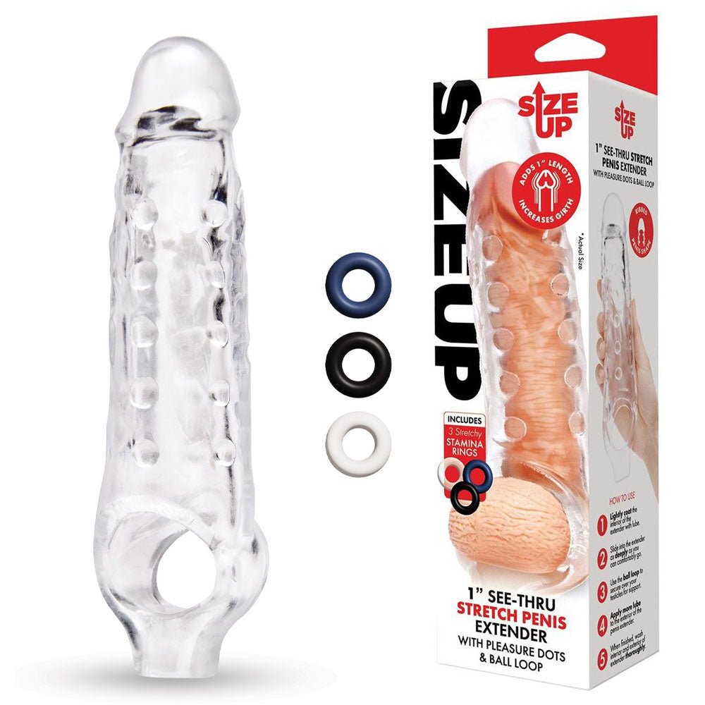 Size Up 1 Inch See - Thru Stretch Penis Extender - Mr and Mrs D's