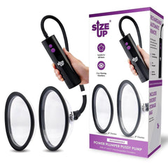 Size Up Rechargeable Power Plumper Pussy Pump - Clear USB Rechargeable Vagina Pump with Interchangeable Chambers - PUMPS - Mr and Mrs D's