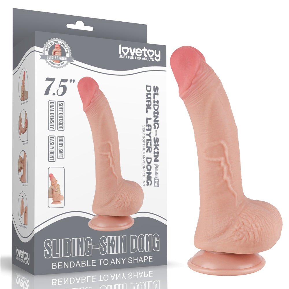 Sliding Skin Dual Layer Dong - Flesh 19.5 cm (7.5'') Dong with Flexible Skin - DONGS - Mr and Mrs D's