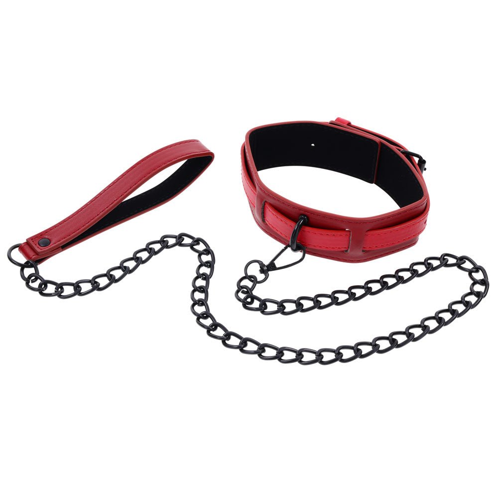S&M Exs & Ohs Collar and Leash - Red Neck Restraint - BONDAGE - TOYS - Mr and Mrs D's