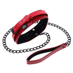 S&M Exs & Ohs Collar and Leash - Red Neck Restraint - BONDAGE - TOYS - Mr and Mrs D's