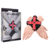 S&M Exs & Ohs Cross Cuffs - Red/Black Restraints - BONDAGE - TOYS - Mr and Mrs D's