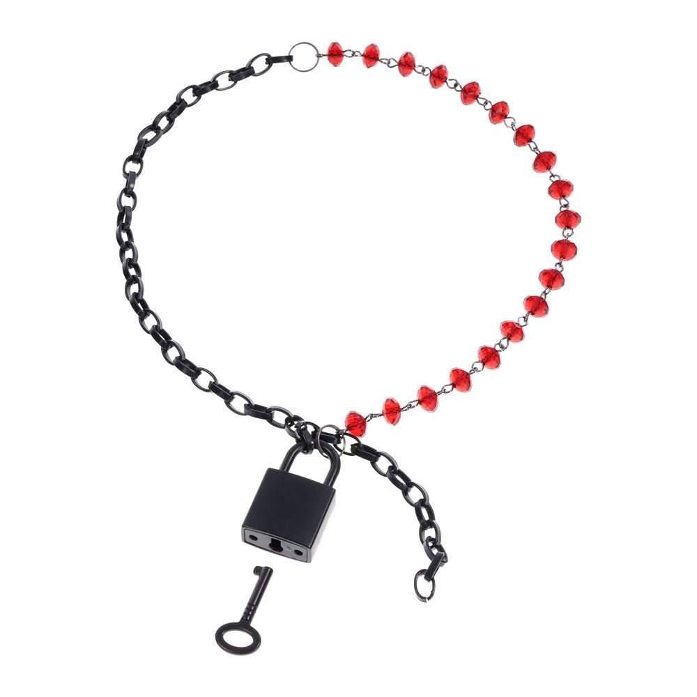 S&M Exs & Ohs Crystal Day Collar - Red/Black Collar Jewellery - BONDAGE - TOYS - Mr and Mrs D's