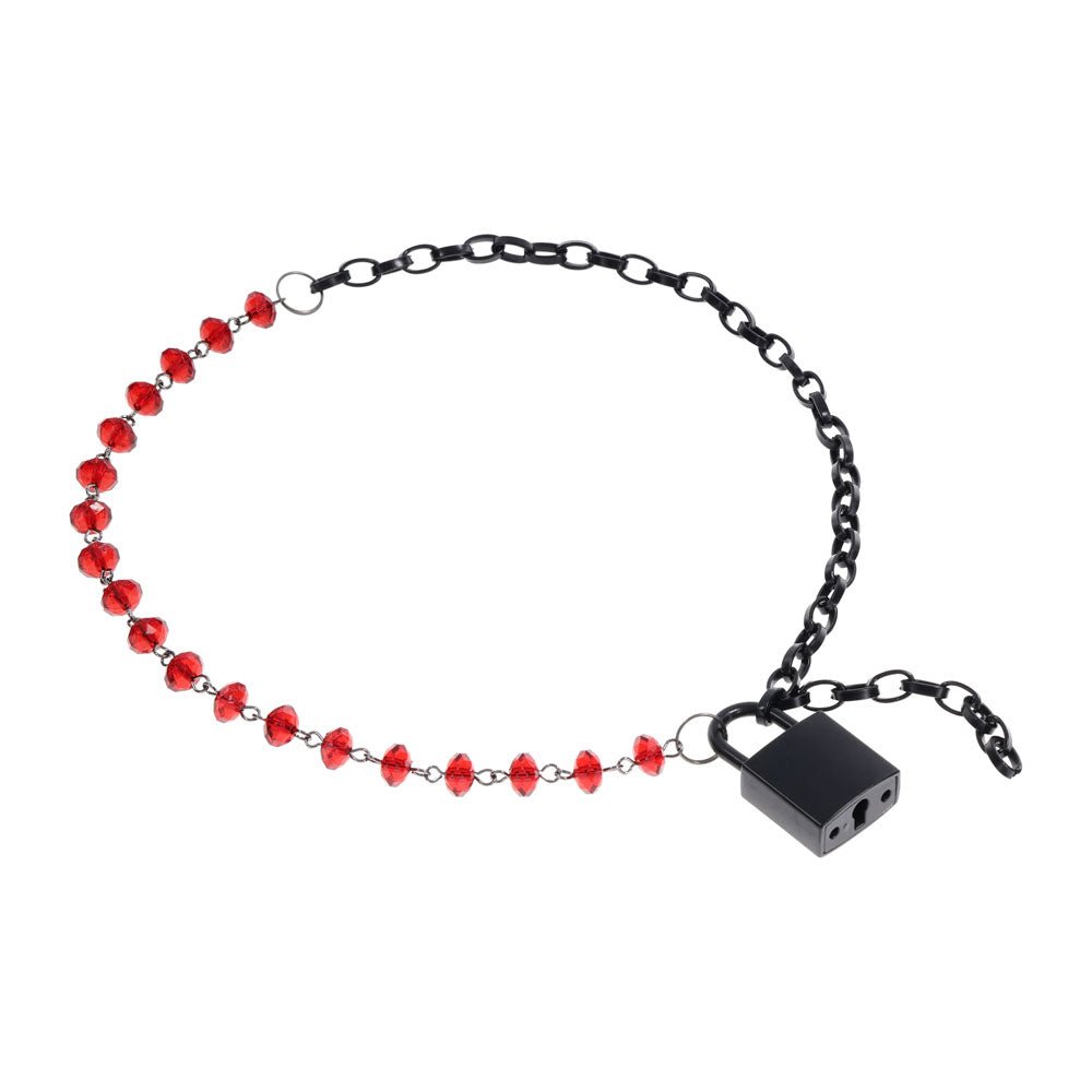 S&M Exs & Ohs Crystal Day Collar - Red/Black Collar Jewellery - BONDAGE - TOYS - Mr and Mrs D's