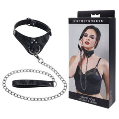 SPORTSHEETS Velvet Noir Collar & Leash - Black Restraint & Leash - Mr and Mrs D's