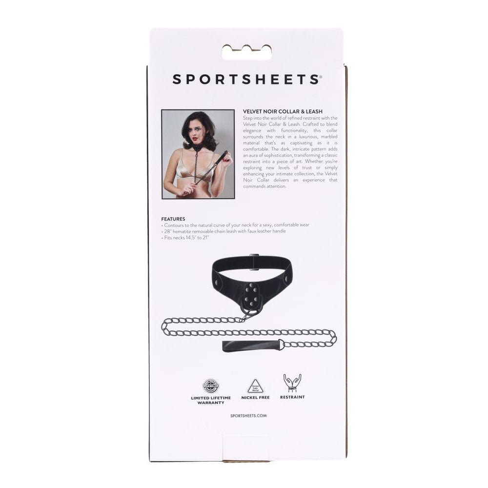 SPORTSHEETS Velvet Noir Collar & Leash - Black Restraint & Leash - Mr and Mrs D's