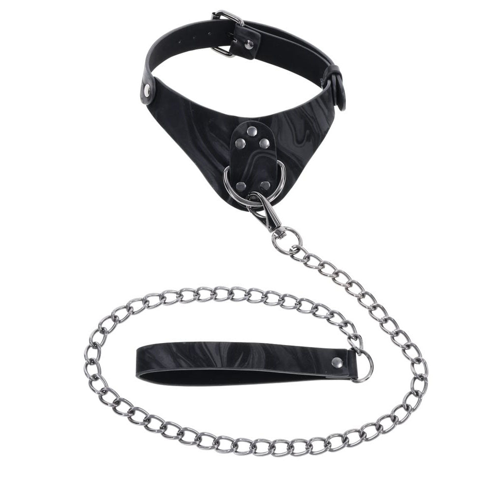 SPORTSHEETS Velvet Noir Collar & Leash - Black Restraint & Leash - Mr and Mrs D's