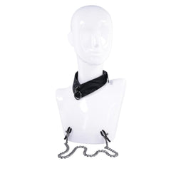 SPORTSHEETS Velvet Noir Collar & Removable Clamps - Black Neck & Nipple Restraints - Mr and Mrs D's