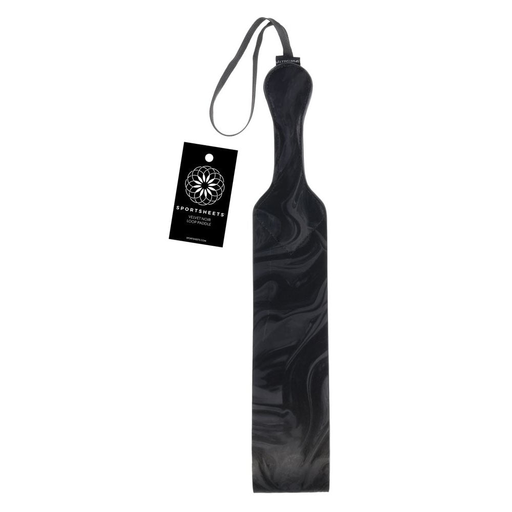 SPORTSHEETS Velvet Noir Loop Paddle - Black 42 cm Paddle - Mr and Mrs D's