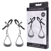 SPORTSHEETS Velvet Noir Tuggable Nipple Clamps - Gunmetal Adjustable Nipple Restraints - Mr and Mrs D's
