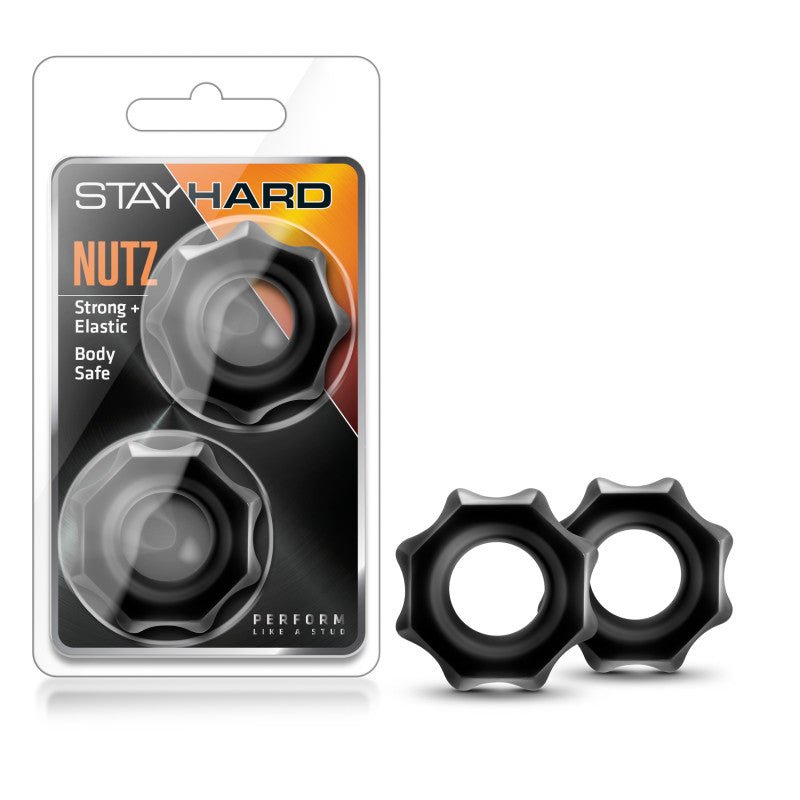Stay Hard Nutz - Black Cock Rings - Set of 2 - Mr and Mrs D's