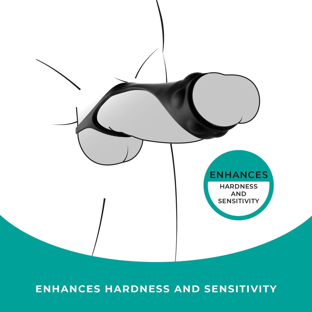 Strap The Balls - Black Cock Strap with Ball Stretcher - COCK RINGS - Mr and Mrs D's