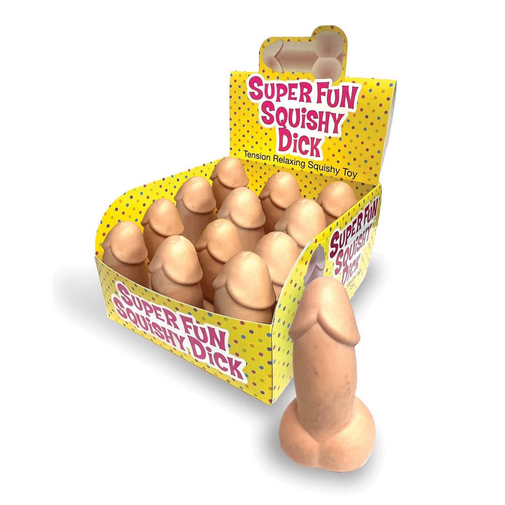 Super Fun Squishy Dick - Counter Display - Novelty Stress Penis - Counter Display of 12 - Mr and Mrs D's