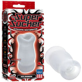 Doc Johnson Super Sucker ultrashort masturbator packaging with product displayed.