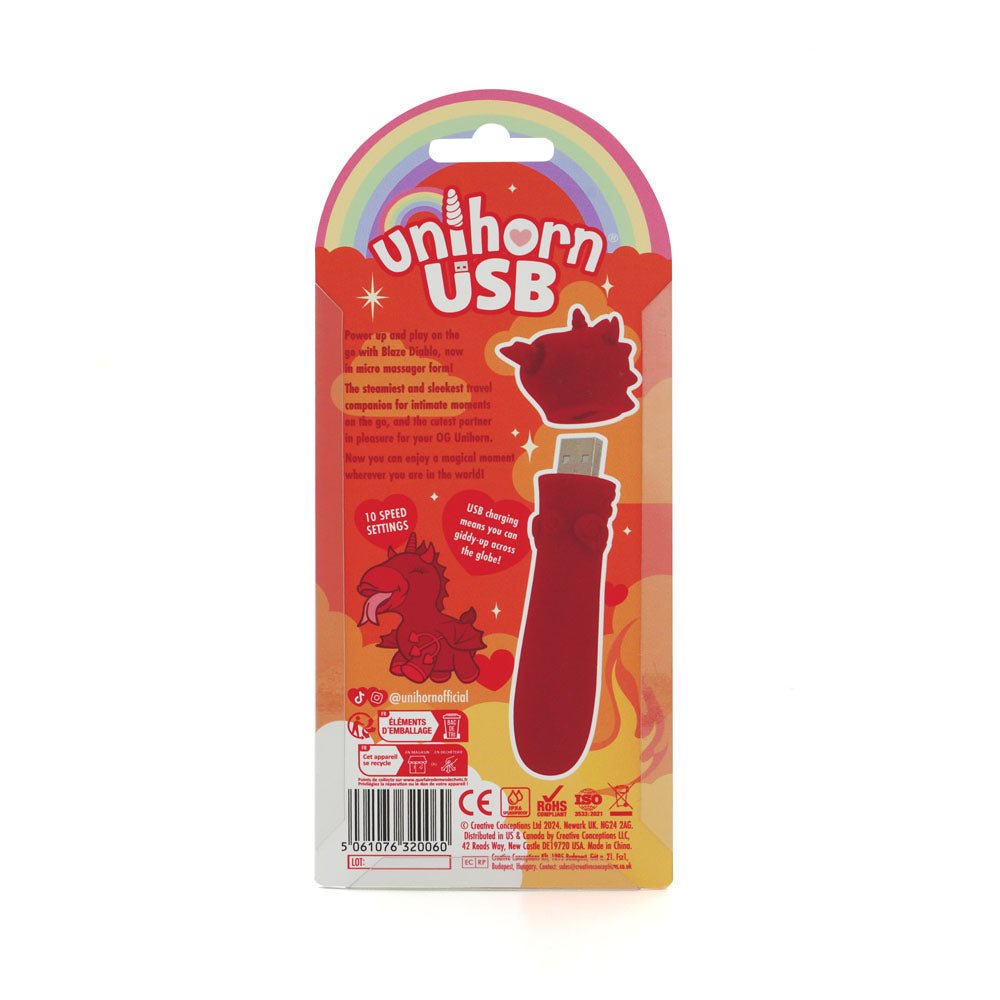 Unihorn - USB Bullet - Blaze Diablo - Red USB Rechargeable Vibrating Bullet - BULLETS & EGGS - Mr and Mrs D's