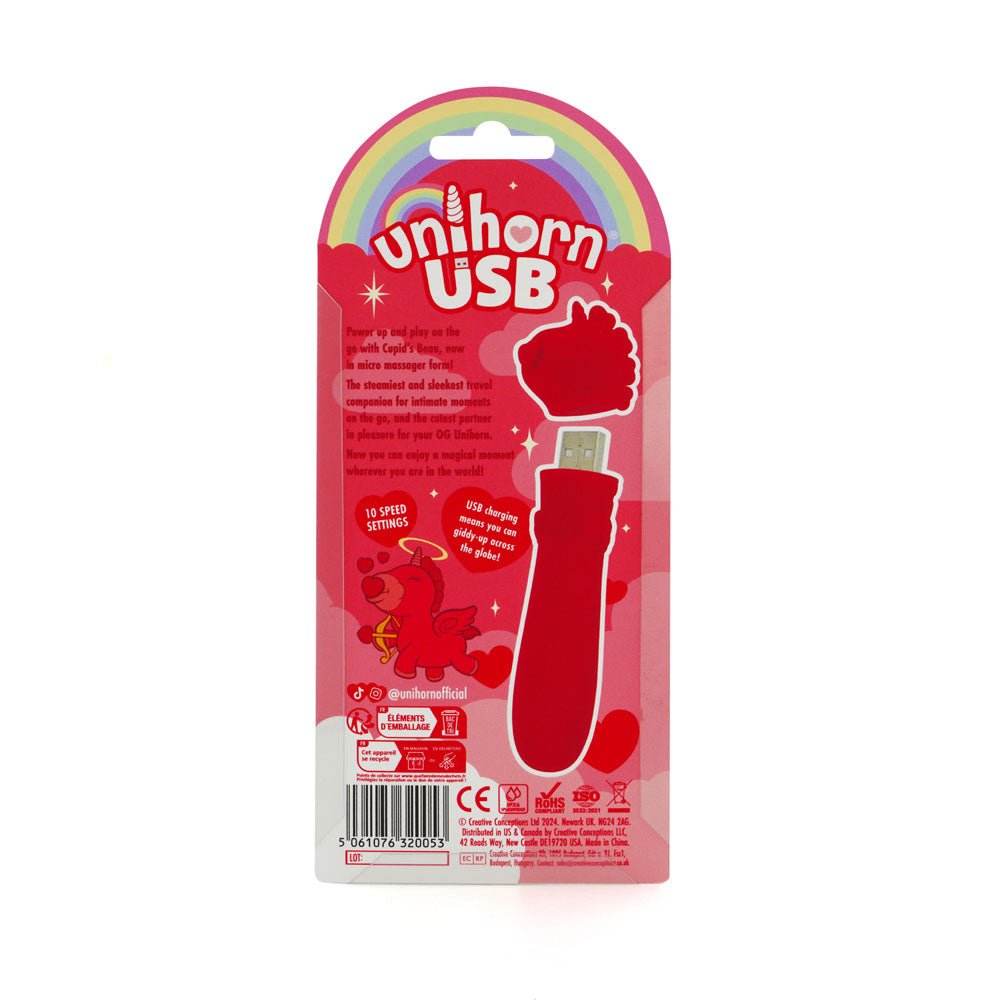 Unihorn - USB Bullet - Cupid's Beau - Red USB Rechargeable Vibrating Bullet - Mr and Mrs D's