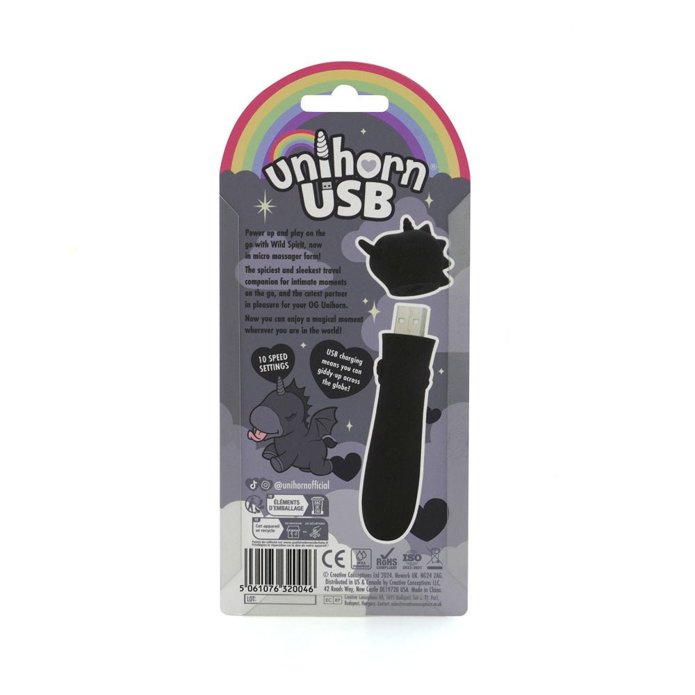 Unihorn - USB Bullet - Wild Spirit - Black USB Rechargeable Vibrating Bullet - BULLETS & EGGS - Mr and Mrs D's