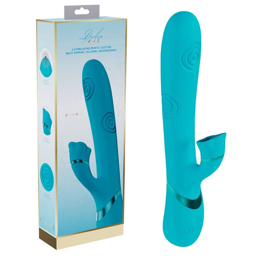 VIVE Fiore - Blue 25 cm USB Rechargeable Tapping Rabbit Vibrator - Mr and Mrs D's
