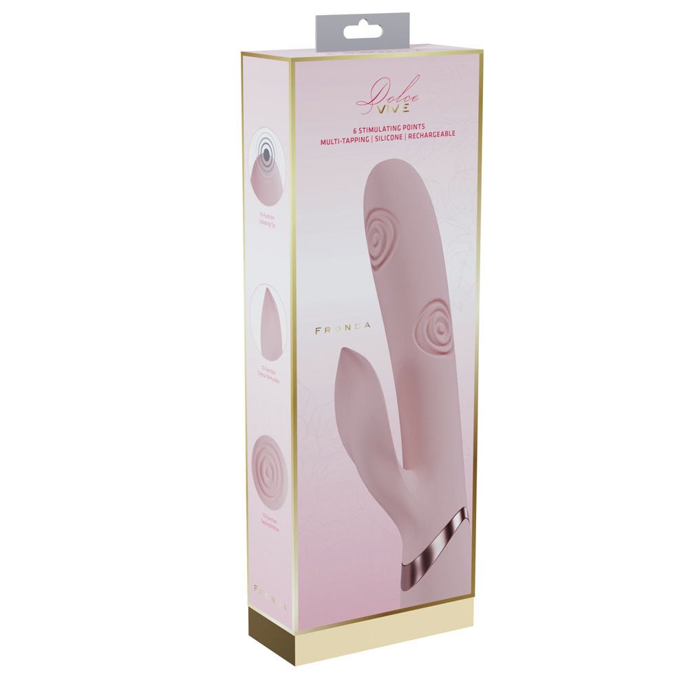 VIVE Fronda - Pink - Pink 25 cm USB Rechargeable Tapping Rabbit Vibrator - Mr and Mrs D's
