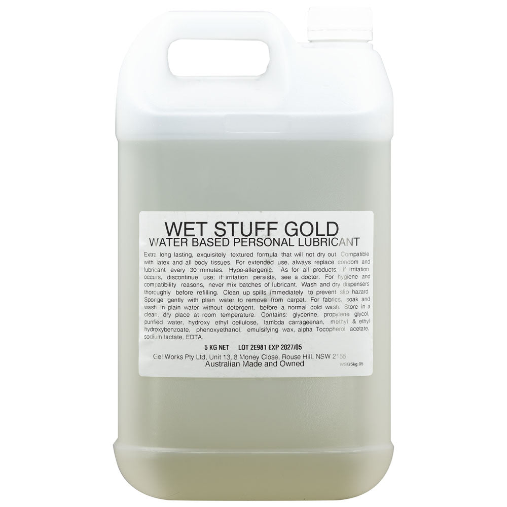Wet Stuff Gold Water Based Lubricant 5kg Bottle - Mr and Mrs D's