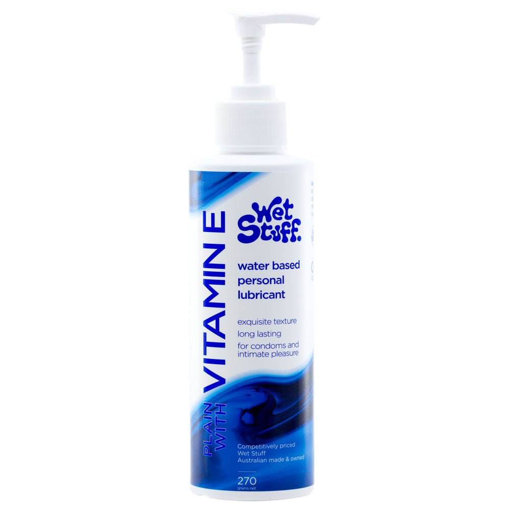 Wet Stuff Plain Water Based Lubricant with Vitamin E - 270 gram Pump Bottle - Mr and Mrs D's