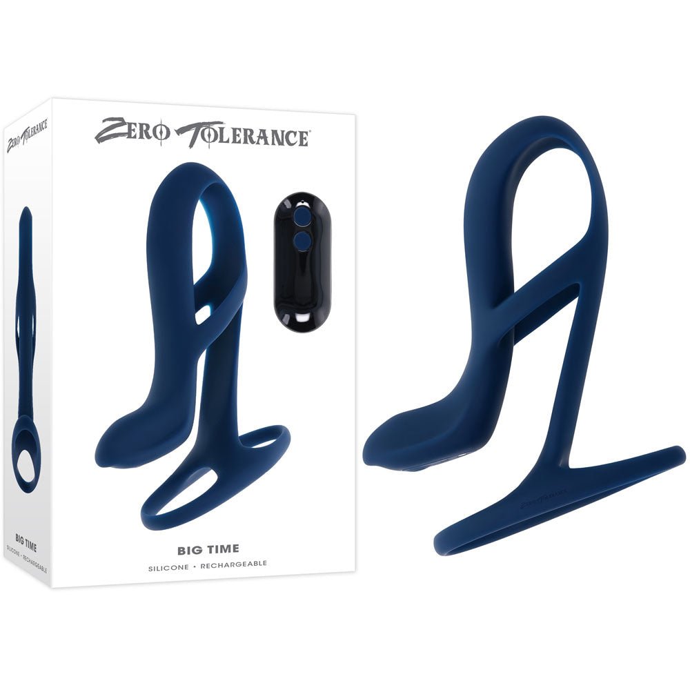Zero Tolerance BIG TIME - Navy Blue USB Rechargeable Vibrating Penis Sleeve with Wireless Remote - Mr and Mrs D's
