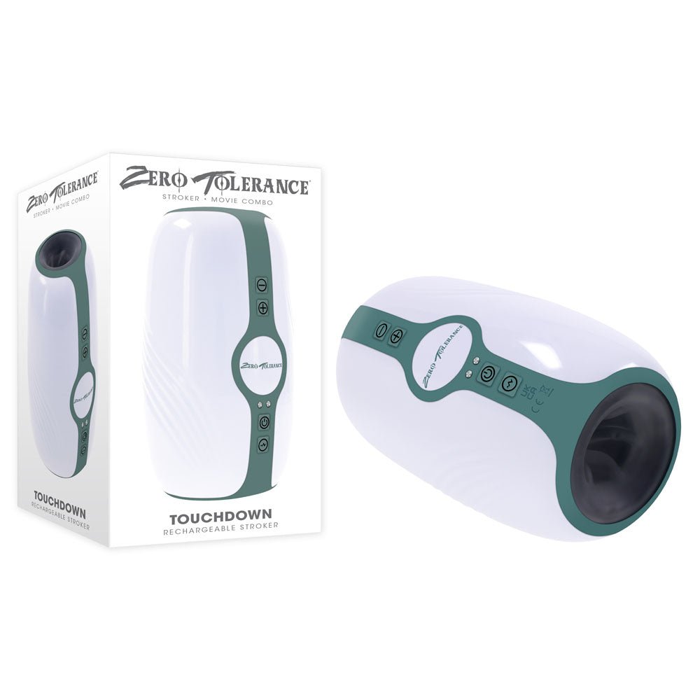 Zero Tolerance TOUCHDOWN - White 15 cm USB Rechargeable Vibrating & Tightening Stroker - Mr and Mrs D's