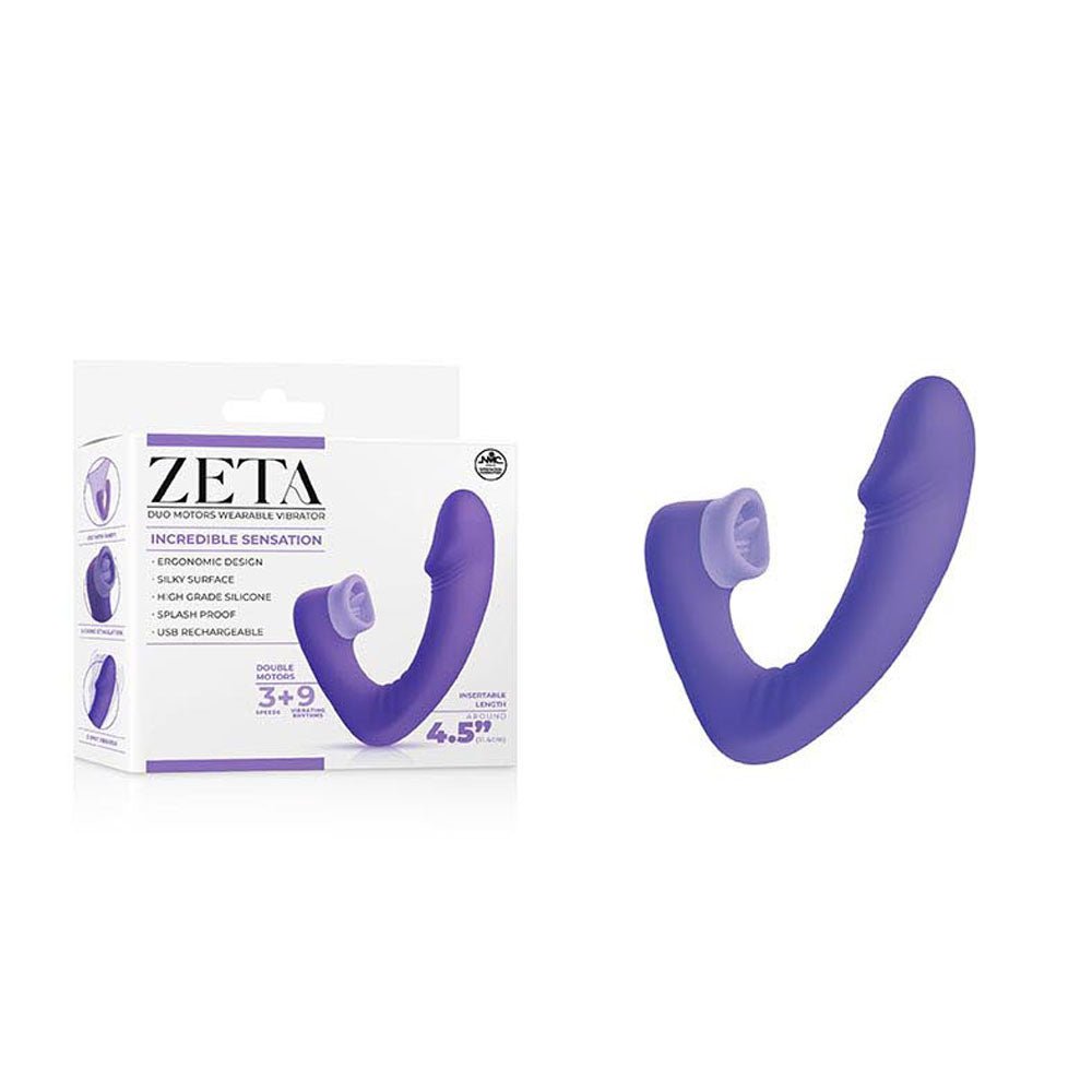 Zeta Duo Motor Wearable Licking Clitoral Vibrator - Purple - Mr and Mrs D's