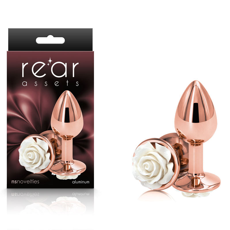 Rear Assets Rose Butt Plug Small White
