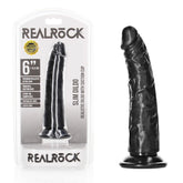 REALROCK Realistic Slim Black Dildo without Balls - 15.5 cm