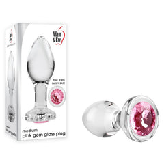 Adam & Eve PINK GEM BUTT GLASS PLUG MEDIUM - Mr and Mrs D's