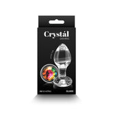 Crystal Desires - Rainbow Gem - Medium - Clear Glass 8.4 cm Butt Plug with Rainbow Gem Base - Mr and Mrs D's