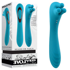 Evolved HEADS OR TAILS - Blue 19.3 cm USB Rechargeable Dual Ended Massager - Mr and Mrs D's