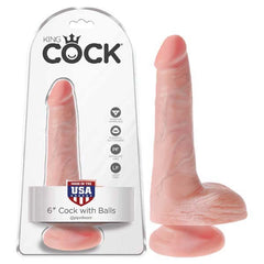 King Cock 6'' Cock with Balls Flesh 15.2cm - Mr and Mrs D's