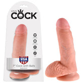 King Cock 7'' Cock With Balls Flesh 17.8cm Dildo - Mr and Mrs D's