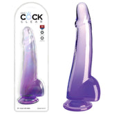 King Cock Clear 10'' Cock with Balls - Purple - Mr and Mrs D's