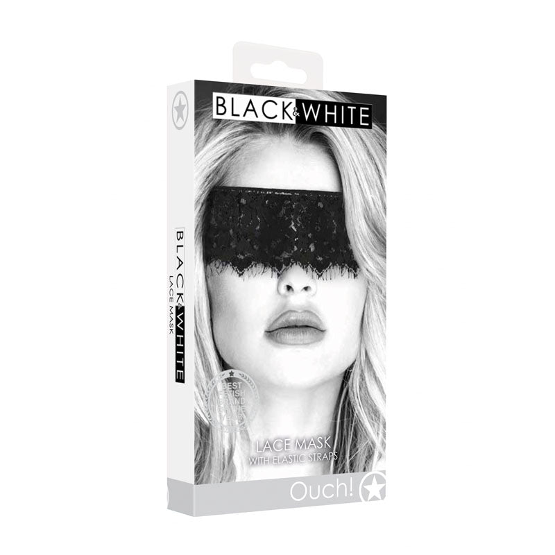 OUCH! Black & White Lace Mask With Elastic Straps - Mr and Mrs D's