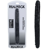 REALROCK 35cm Slim Double Dildo - Black - Mr and Mrs D's