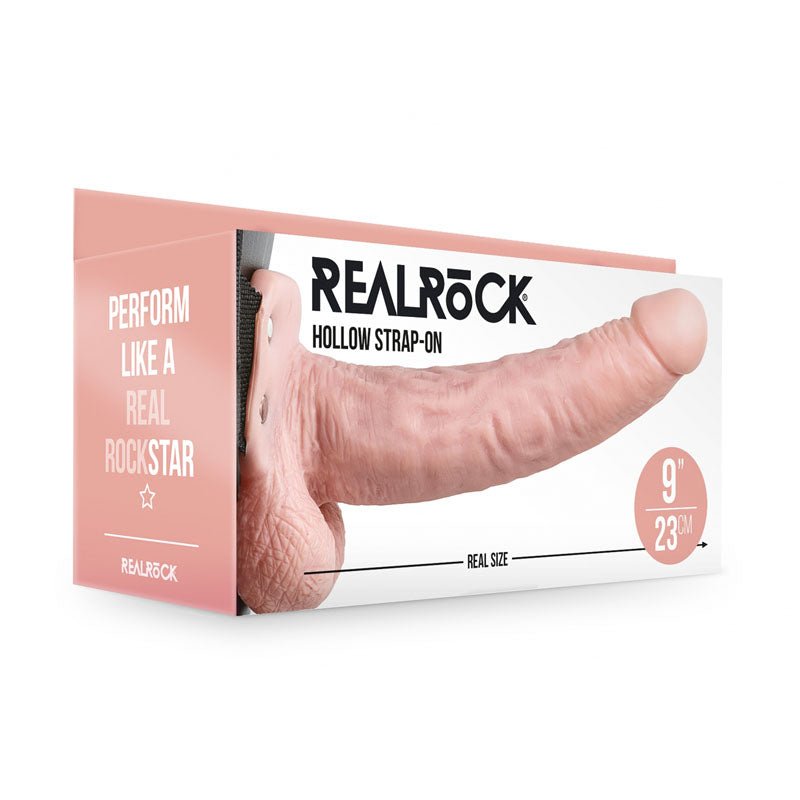 REALROCK Hollow Strapon with Balls - 23 cm Flesh - Mr and Mrs D's