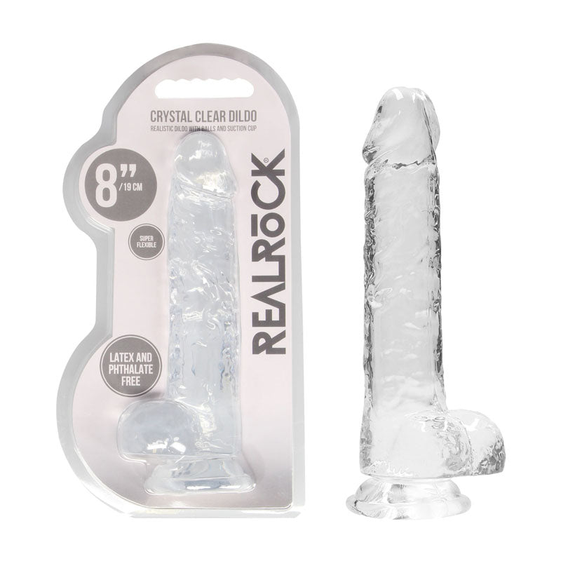 RealRock Realistic Clear Dildo With Balls 8" - Mr and Mrs D's