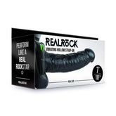REALROCK Vibrating Hollow Strapon + Balls - 18cm Black - Mr and Mrs D's