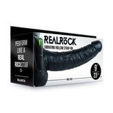 REALROCK Vibrating Hollow Strapon + Balls - 23cm Black - Mr and Mrs D's