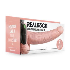 REALROCK Vibrating Hollow Strapon + Balls - 23cm Flesh - Mr and Mrs D's