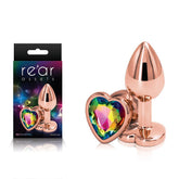 Rear Assets Rose Gold Heart Small Butt Plug Rainbow - Mr and Mrs D's
