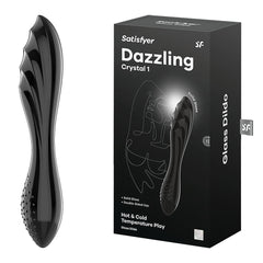 Satisfyer Dazzling Crystal 1 Glass Dildo - Black - Mr and Mrs D's