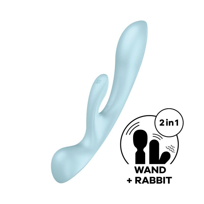 Satisfyer Triple Oh Rabbit + Wand Vibrator - Blue - Mr and Mrs D's