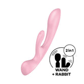 Satisfyer Triple Oh Rabbit + Wand Vibrator - Pink - Mr and Mrs D's
